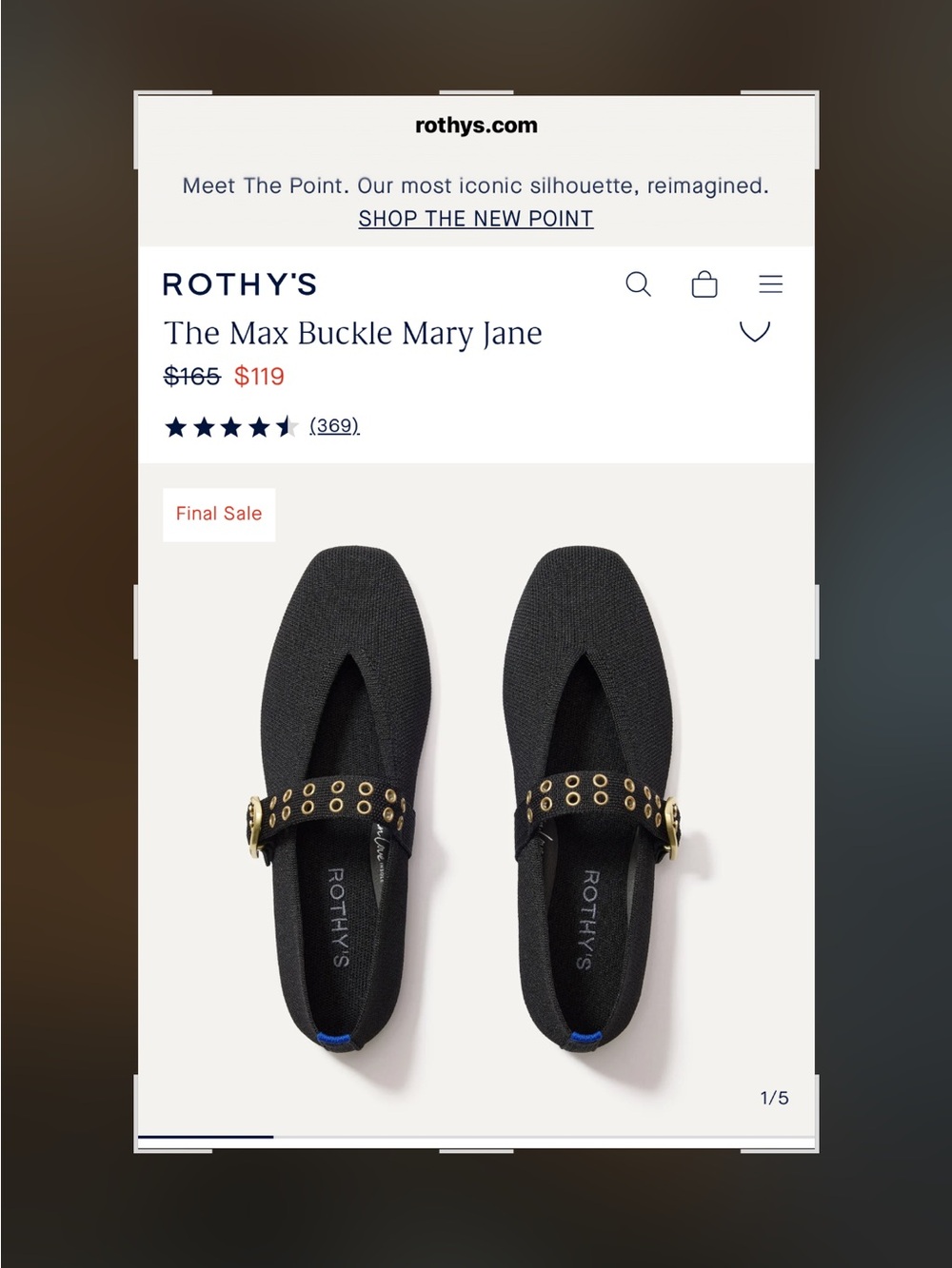 Rothy's The Max Buckle Mary Jane in Black with Gold Buckle